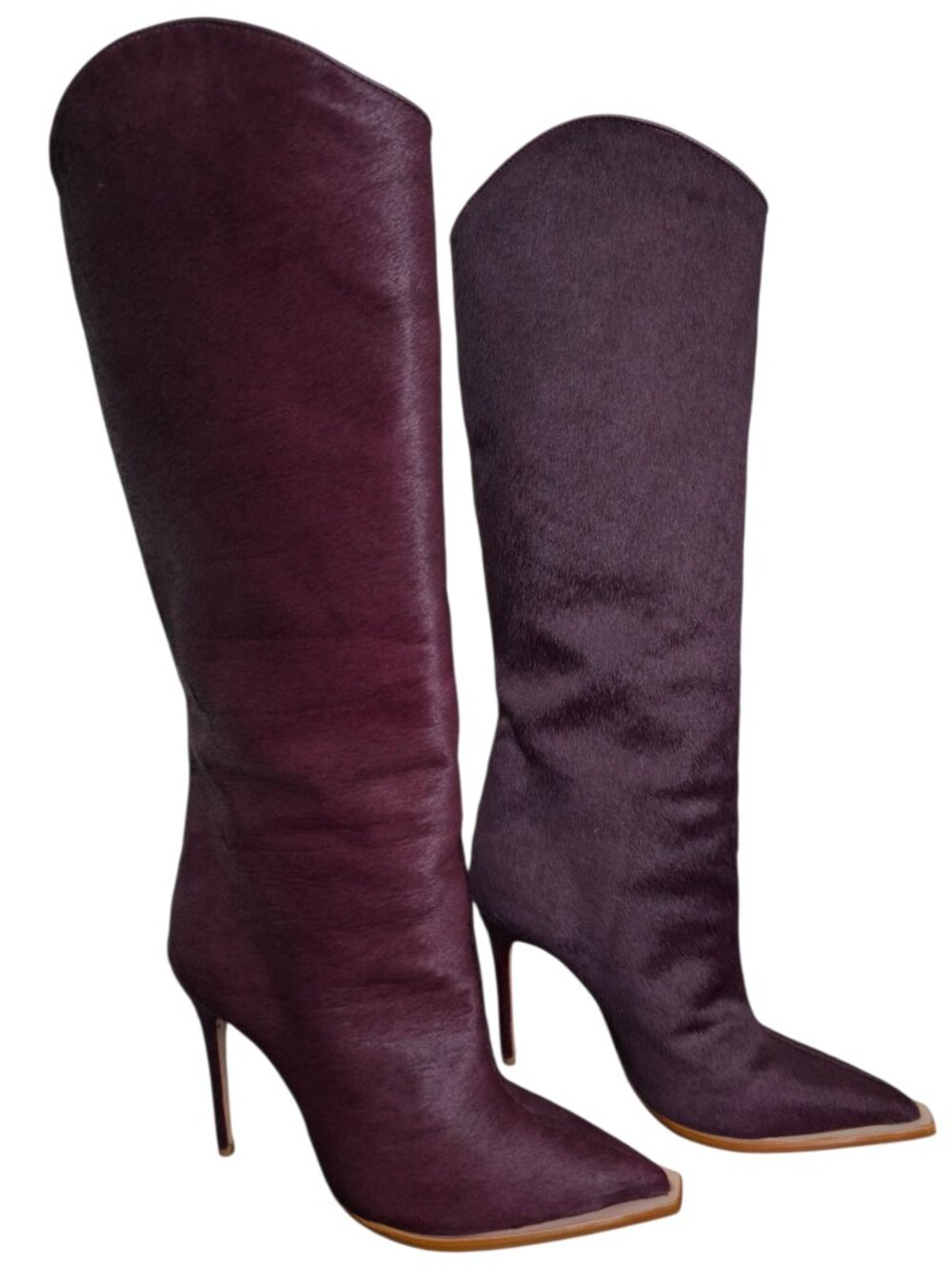 Schutz Maryana Boot Welt Wild Bloodstone Burgundy Calf Hair Western Size 9 - Picture 3 of 10